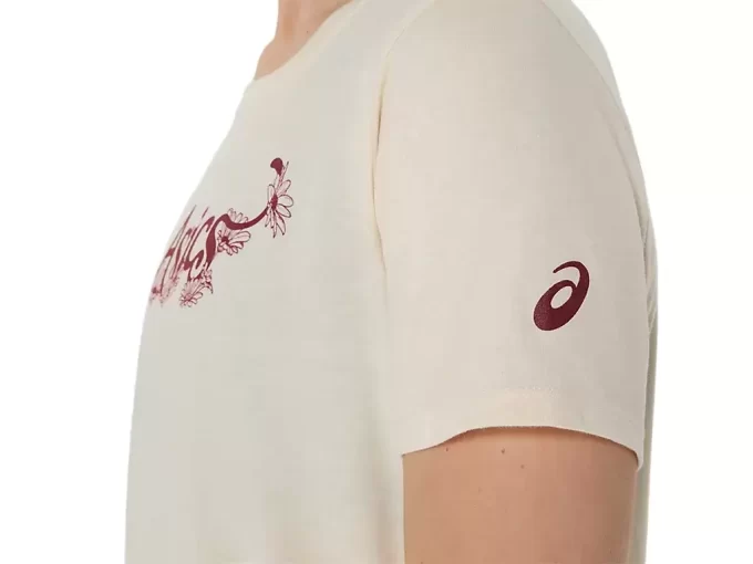 WOMEN’S ASICS FLORAL SLOGAN SHORT SLEEVE TEE WOMEN’S ASICS FLORAL SLOGAN SHORT SLEEVE TEE