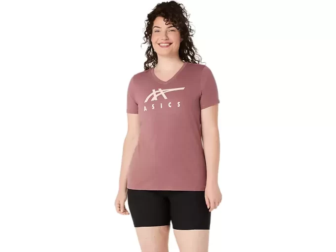 WOMEN’S ASICS STRIPES V-NECK WOMEN’S ASICS STRIPES V-NECK