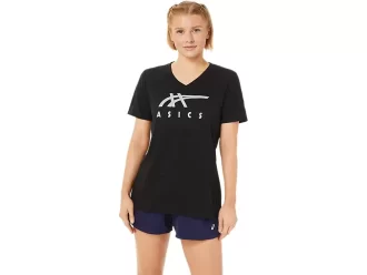 WOMEN’S ASICS STRIPES V-NECK