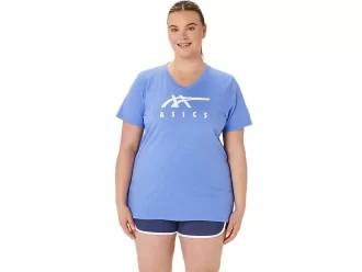 WOMEN’S ASICS STRIPES V-NECK