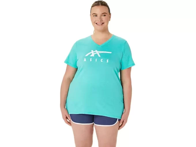 WOMEN’S ASICS STRIPES V-NECK WOMEN’S ASICS STRIPES V-NECK