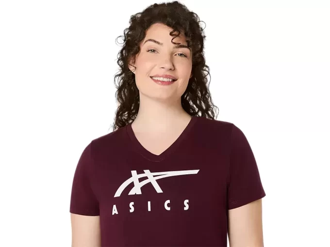 WOMEN’S ASICS STRIPES V-NECK WOMEN’S ASICS STRIPES V-NECK
