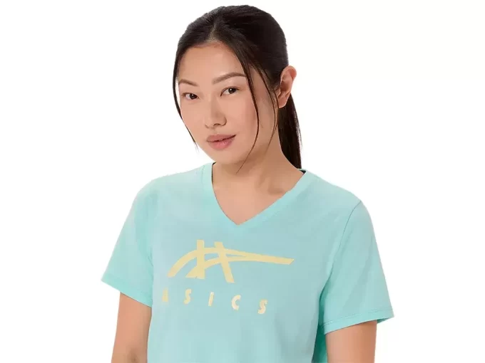 WOMEN’S ASICS STRIPES V-NECK WOMEN’S ASICS STRIPES V-NECK