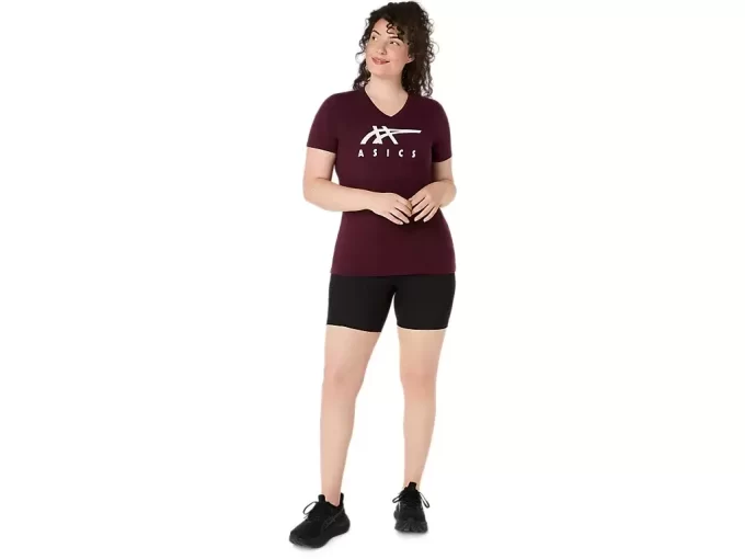 WOMEN’S ASICS STRIPES V-NECK WOMEN’S ASICS STRIPES V-NECK